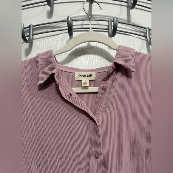 NWT Nordstrom Open Edit PLISSE button top purple women’s S oversized comfortable - Picture 3 of 16